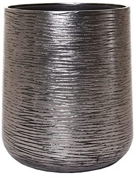 VIVANNO Pflanzkübel Blumentopf Fiberglas Silber Schwarz APERO 56x44