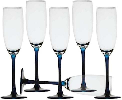 Marine Business Ecozen Lot de 6 flûtes à champagne incassables et antidérapantes Bleu