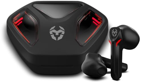 KROM KALL - Casque stéréo Gaming Intra-auriculaire, Microphone intégré, Bluetooth 5.3 zéro Latence, Push to Talk, autonomie de 12 Heures, étui de Chargement, câble USB Type-C Inclus, Noir