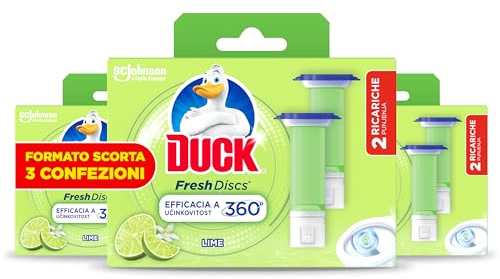 Duck Fresh Discs - Dischi gel igienizzanti WC, Fragranza Lime - Formato Scorta da 6 Ricariche, 36 Dischi Gel Igienizzanti WC