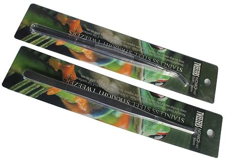 Veemoon 2piezas Herramienta De Alimentación Pinzas Inoxidable Recta y Curva Para Reptiles Mascotas y Manualidades