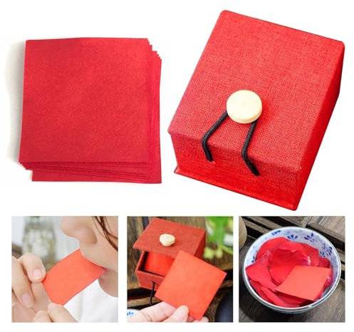 Grospe 12 Blatt/Karton Antikes chinesisches Lippenstiftpapier mit natürlichen Blütenblattextrakten Langanhaltende Farbe Samtmattes nicht klebendes rotes Lippenstiftpapier