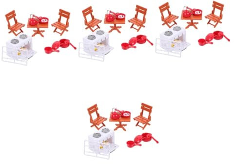 ibasenice 4sets Doll House Mini Chairs Stove Kit Doll House Decor Miniature Furniture