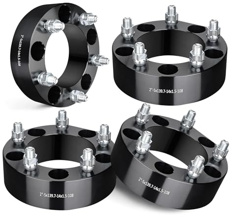 EVIL ENERGY 5x5.5 Wheel Spacers 2 inch Compatible with Ram 1500 2012-2018, 5x139.7 mm 5 Lugs 108 mm Hub Bore M14x1.5 Studs Black, Not Hubcentric