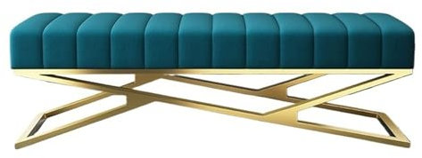 Moderne blaue Polsterbank für Schlafzimmer, Ankleidezimmer, Schachraum, einfache und stilvolle Sofa-Bank, 120 x 40 x 40 cm
