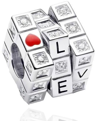Amuefer Love Heart Charms pour Bracelets et Colliers, Argent Sterling Charme Saint Valentin Noël Anniversaire Bijoux Cadeaux pour Femme Fille Maman Épouse Amis