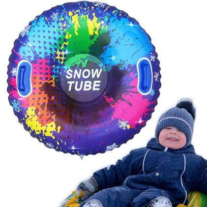 Schneeschlitten, Schlitten aufblasbar, bunte Schneeröhrchen mit Griffen, Schneeröhren mit Anti-BE-Tinn für Kinder, Erwachsene u