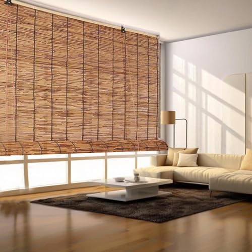 Bamboo Blinds for Windows 60/90/100/120cm Wide Natural Reed Curtains Sunshade Roll Up Bamboo Shades Curtain Kitchen for Doors Outdoor Pergola Roller Blinds