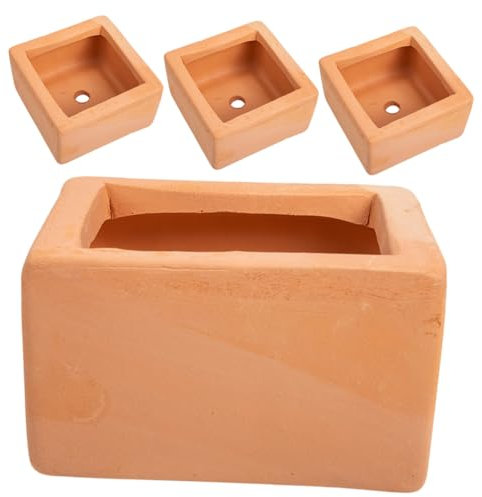 HEMOTON 4 Pièces Pots de Fleurs Terre Cuite de Pots de Plante Argile Idéaux pour Décoration Intérieure Extérieure Petits Contenants Résistants Aux Intempéries