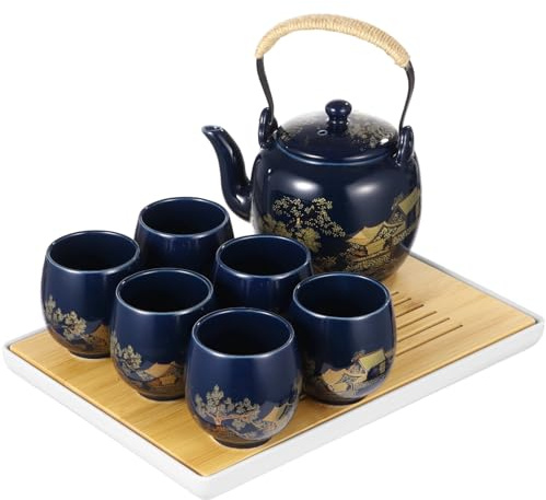 Servizio da tè giapponese in ceramica, 8 pezzi, completo di teiera, tazze da tè, colino, vassoio, ideale per casa o ufficio