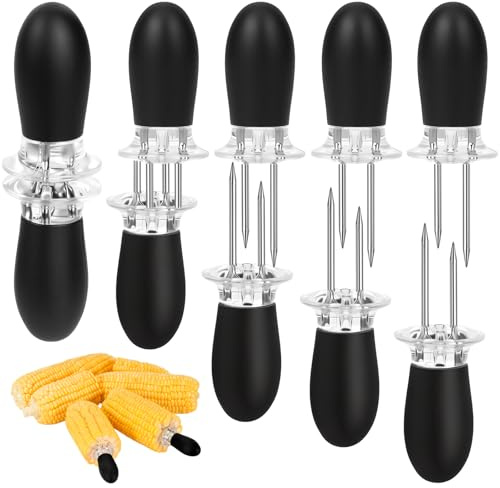 10 Pcs/5 Pairs Corn Cob Holders, Interlocking Design Corn Holders, Stainless Steel Corn on the Cob Holders, Corn Forks for BBQ Camping Parties Home Cooking (10Pcs/5Pairs)
