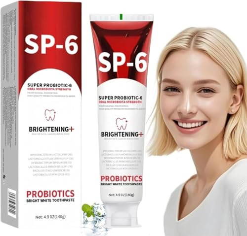 SP 6 Pasta Dental Blanqueadora, Blanqueamiento Dental, sin Flúor, Segura para el Esmalte, Sabor a Menta Fresca (1)