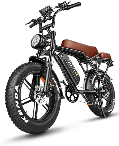 OUXI V8 Electric Bike for Adults, Ebike with15.6 AH Removable Battery Max 60Miles, 20 Electric Dirt Bike Dual Disc Brakes, 7-Speed Gear, Electric Motorcycle for Commuting & Off-Road