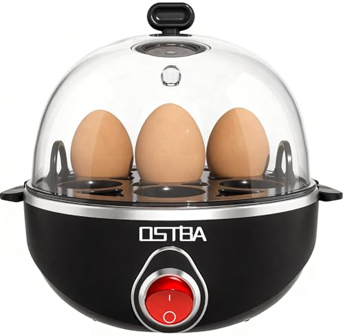 OSTBA Electric Egg Cooker, 7-Egg Boiler for Hard Boiled Eggs, Black