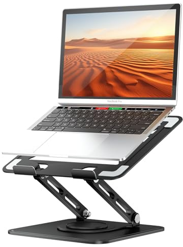 tounee Laptop Stand for Desk, Adjustable Computer Stand Holder with 360° Rotating Base, Ergonomic Laptop Riser Compatible with MacBook Pro Air, All Laptops 10-15.6-Black