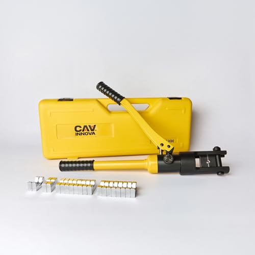 CAV INNOVA Crimpadora Hidráulica Herramienta 16T con 11 Matrices de Acero 16-300 mm², kit de Herramientas de Cable Eléctrico Hidráulico de Alta Presión Manual para Terminales de Cobre Aluminio 416374
