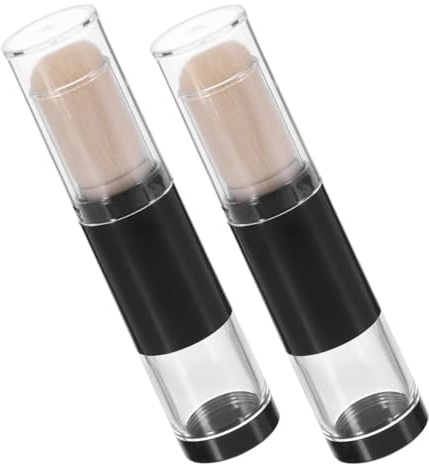 Generic Brochas de Maquillaje de Viaje 2 Piezas con Botella Recargable, Pincel para Polvos Sueltos y Rubor, Fibras Sintéticas Color Beige, Accesorio Portátil para Aplicación Facial