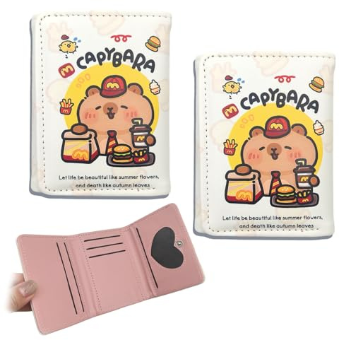 FOSDICK 2 Pezzi Capibara Portafoglio Ragazzo Ragazza, Portafogli in Pelle PU, Capibara Portamonete Bambino, Pieghevole Portafoglio Bambino, Cartone Animato Portamonete Regalo Bambina Bambini