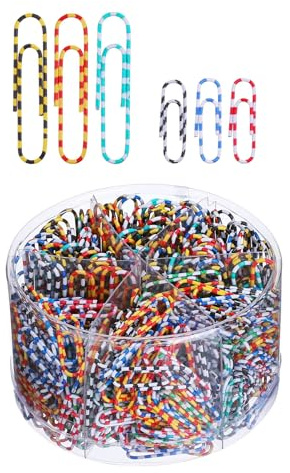 GZBABY Paper Clips 450 Pcs, Large Paperclip 50 mm and Medium Paper Clip 29 mm for Document Organizing, Striped Colored