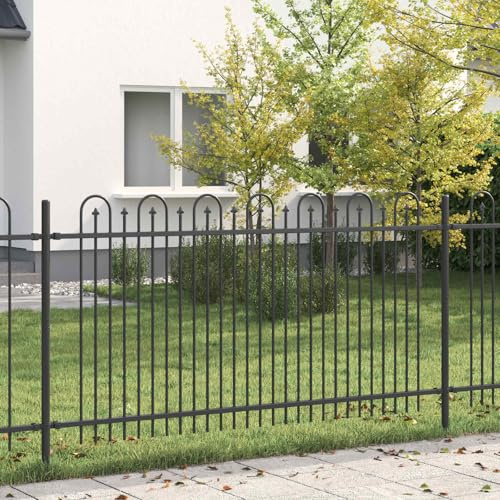 Clôture de jardin moderne en acier : clôture arquée en dentelle noire 200 x 150 cm comme clôture arquée revêtue par pulvérisation pour l'extérieur