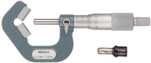 Mitutoyo 114-137 Bügelmessschraube mit V-Amboss, 2.3-25 mm