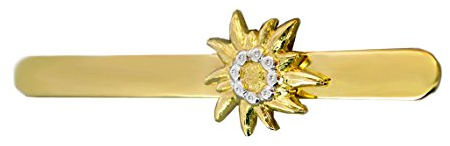 magdalena r. Edelweiss Krawattennadel Krawattenklammer überwiegend vergoldet - Bicolor m.i. Germany + Geschenkbox schönes Trachten Accessoire für den Herren