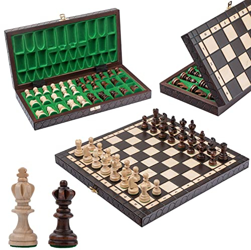 Olympisches Schach Spiel | Master of Chess | Holz Edles Schachbrett 35cm / 14inch | Turnier Schachspiel Holz Hochwertig für Kinder und für Erwachsene
