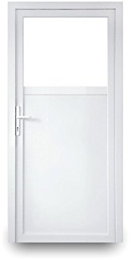 Nebeneingangstür mit Drückergarnitur - weiß - 80 x 190 cm - Innenöffnend - DIN Rechts - 2-fach-Verglasung - verschiedene Maße