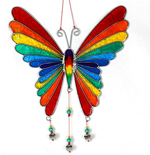 ART-CRAFT Fenster Hängedeko Sonnenfänger – Handgemachter Suncatcher für magische Lichtspiele – Fensterdeko und Gartendekon – Handbemalte Fensterdekoration - Motiv Schmetterling