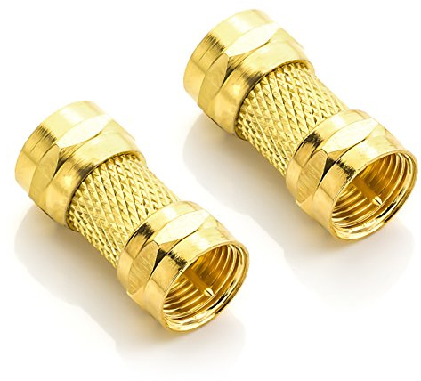 deleyCON SAT Adapter SAT Kupplung SAT Verbinder SAT Kabel F-Stecker - F-Stecker Vergoldet - 2 Stück