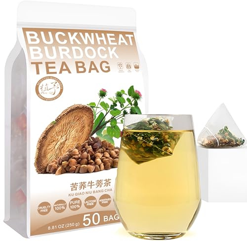 Plant Gift Buckwheat Burdock Tea Bags 8.81oz (5g*50bags) feuilles de mûrier, melon amer, Cassia Ming, Chine pure et naturelle, mélange de santé de thé, mélange de thé de fleur 250 g 苦荞牛蒡茶