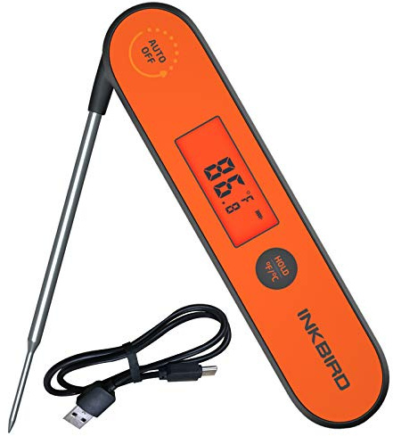 Inkbird Instant Read Meat Thermometer IHT-1P, Digital Waterproof Rechargeable Food Thermometer with Calibration, Magnet, Backlight for Cooking, Grill, Smoker, Kitchen, Turkey