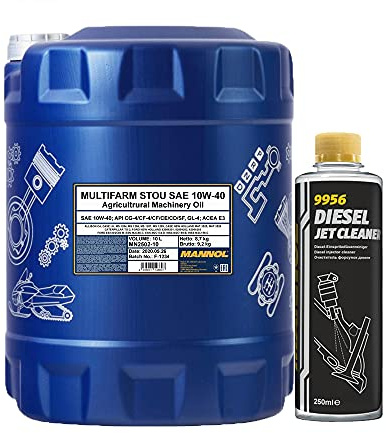 MANNOL 10l, 2502 Multifarm STOU 10W-40 + Diesel Jet Cleaner Düsenreiniger - Kraftstoff Additiv 250 ml