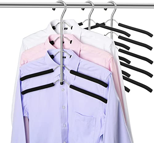 Mehrlagiger Kleiderbügel，(3 Pack ) 5 Bügel pro Aufhängung, mit Aufhänger platzsparend für Kleiderschrank,Oberbekleidung,platzsparend, rutschfest, Mehrfachbügel, schwarz (3 Pack)