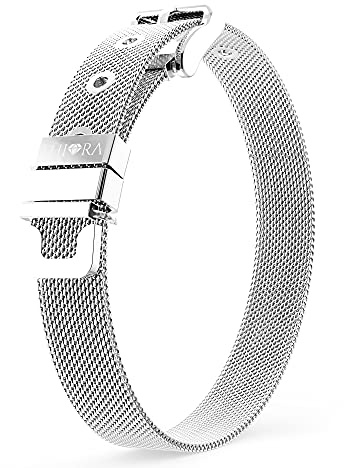 THIORA® - Mesh Armband Damen | Große Auswahl Charms | Premium Edelstahl veredelt | Charmband