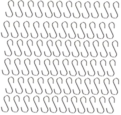 Kleine S Haken,100 PCS Mini-S-Haken Verbindungsstücke S-förmige Edelstahl Drahthaken-Aufhänger Metall Draht Haken für Heimwerkerhandwerk zum Aufhängen von Schmuck Schlüsselanhänger 0,55x0,24 Zoll