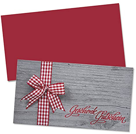 GESCHENKGUTSCHEINcom by POS-HAUER. Gutschein-Set. 50x Gutschein + Kuvert. Für Restaurant Gasthäuser Gastro, zum selbst Ausfüllen.