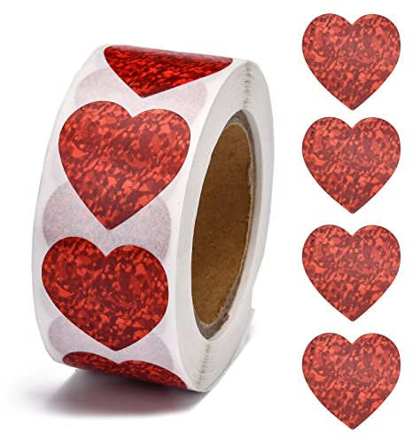 Craftdady 2500 Stück 25 mm Herz-Papieraufkleber Rollen Selbstklebend Geschenkband Sitckers für Tüten Umschläge Luftpolster-Versandtaschen Hochzeit Gastgeschenk Valentinstag