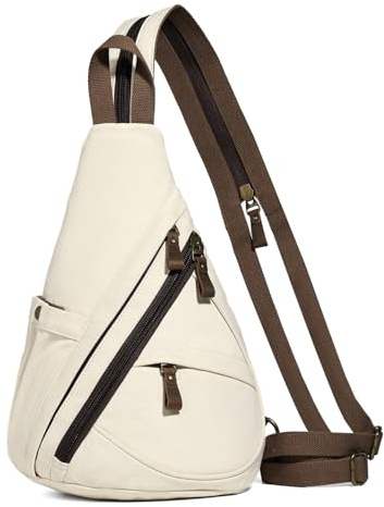 KL928 Canvas Sling Bag Rucksack Damen und Herren – Schulterrucksack Umhängetasche Crossbag Verstellbarem Schultergurt Perfekt für Outdoorsport, Wandern, Radfahren, Bergsteigen, Reisen