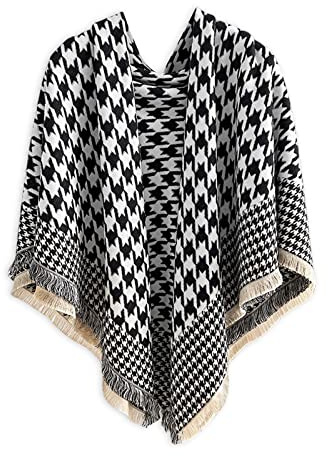 LumiSyne Winter Warme Kaschmir Schal Für Damen Klassische Hahnentritt Kariert Pashmina Schals Mit Quasten/Fransen Quadratischer Groß Schal Weiche Dicke Schultertuch Stola Umhang Schal
