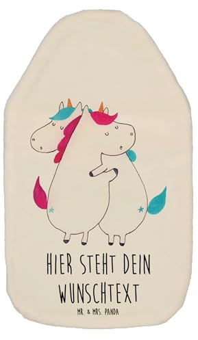 Mr. & Mrs. Panda Personalisierte Wärmflasche Einhörner Umarmen - Weiß