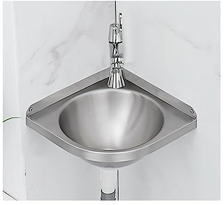 Lavello per Lavamani in Acciaio Inossidabile, Lavello Piccolo per Montaggio a Parete, con Ingresso Acqua a Due Temperature per l'Utilizzo nella Toilette del WC del Guardaroba del Bagno (Colo