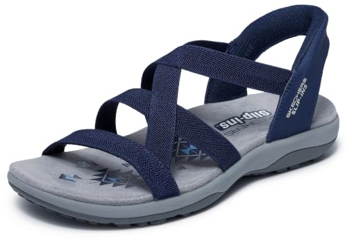 Skechers Women's Reggae Slim-Stretch Flex Slip-ins Sandal, Navy, 4 UK