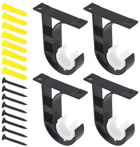 HOJLKLD Supports pour Tringles à Rideaux, 4 Pièces Support de Tringle à Rideau de Plafond en Aluminium avec Vis pour Tringles à Rideaux de 25mm