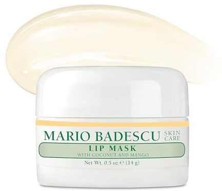 Mario Badescu Lip Mask with Coconut and Mango for All Skin Types, Overnight Lip Treatment Enriched With Skin Softening Coconut Oil, Sunflower Seed Oil and Hydrating Shea Butter, 0.5 Ounces