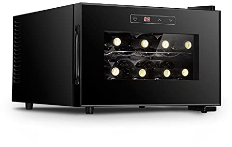 UsmAsk Weinkeller für 8 Flaschen, Weinkeller mit konstanter Temperatur/23 l Weinschrank, mit Regalen und LED-Beleuchtung, 11–18 °C, mehrere Stile