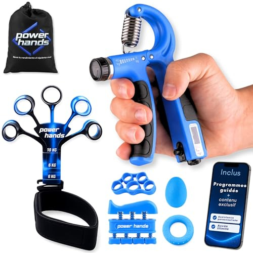 Power Hands - fortalecedor de Manos y brazos– Hand Grip completo con Accesorios para Fortalecimiento, Entrenamiento y Rehabilitación - Accesorios gimnasio - Escalada accesorios