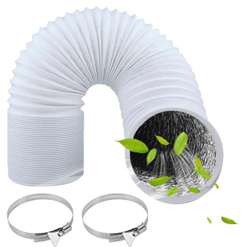 ComPDCVD 150mm Ducting Tumble Dryer Hose Portable Air Conditioner Hose 3 M Clothing Dryer Hoses Venting Duct PVC Flexible Air Con Vent Universal Pipe with 2 Hoses Clamps for Cooker Hood Extractor Fan