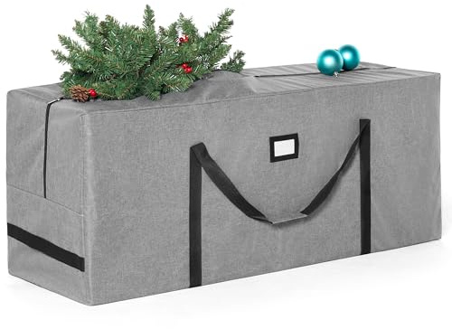 JOIEDOMI Christmas Tree Storage Bag, 7.5ft/228.6cm Artificial Disassembled Holiday Tree Bag, Heavy Duty 600D Oxford Fabric Waterproof Xmas Tree Bag with Durable Reinforced Handles&Dual Zipperrey(Grey)