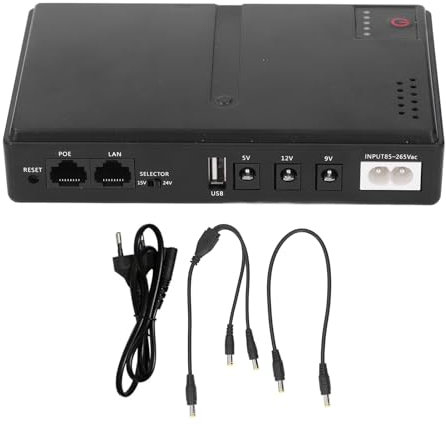 Batterie Backup und Überspannungsschutz USV System, Unterbrechungsfreie Mini Stromversorgung, USV Batterie Backup, Mini USV Batterie Backup für Router, 36 W, 5 V, 9 V, 12 V, 2 A